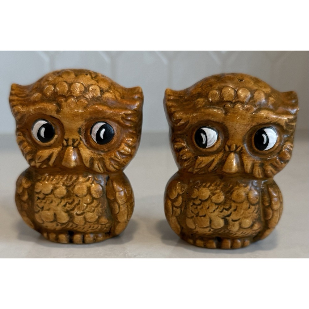 Vintage Alberta's Molds Inc Owl Salt And Pepper Shakers Set Funky‎ MCM Retro